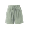 Womens Premium Linen Shorts with Drawstring Pocket Details Comfy Elastic