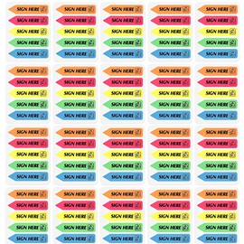 Sign Here Tabs 2000 Pcs, Sign Here Stickers Sticky Notes Tabs 5 Colors with Dispenser Arrow Flag, Easy to Post for Notary Books Paper