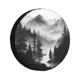 Spare Tire Cover Mountain Lake Tree Landscape Wheel Covers Weatherproof Universal Wheel Protectors for Rv SUV Camper Travel Trailer 16 Inch