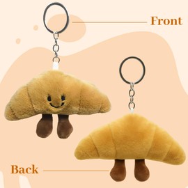 Bodeshis 2 Pcs Croissant Keyring, Cute Plush Keychain, Soft and Durable Croissant Bag Charm for Women and Children, Gift for Birthday and Holiday