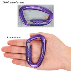 BRAVESHINE Carabiner Hook, 12KN Twist Lock Carabiner 80 mm Aluminium Carabiner Hook Large with Load Capacity up to 1200 kg for Hammock Awning Swing, Pack of 2