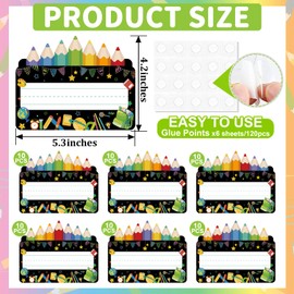 60 Pcs Name Tags for Classroom Desks Colorful Paper Pencil Cut Outs Bulletin Board Locker Name Tags Labels for Classroom School Party Decorations (Black)