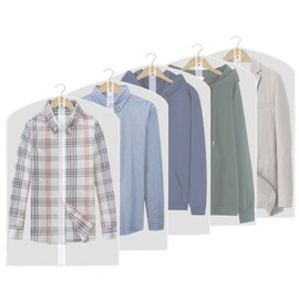Garment Bags - 5 Pcs Clothes Covers, Dustproof Suit Bag Covers Waterproof Moth Proof Coat Bag with Zip, Translucent Dress Cover Anti-Mite Breathable Protector for Wardrobe Storage and Travel 60x100cm