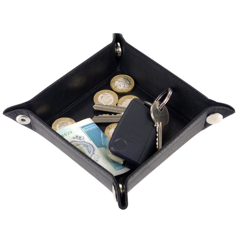 Oakridge Leather Men's Change Coin/Tidy Tray - Black