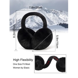 LA CARRIE Unisex Winter Foldable Earmuffs Plush Faux Fur Ear Muffs Outdoor Cold Weather Ear Warmers for Women and Men(Black)