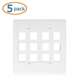 Cable Matters UL Listed 5-Pack 12 Port Keystone Wall Plate (Cat6, Cat5e Ethernet Wall Plate) in White