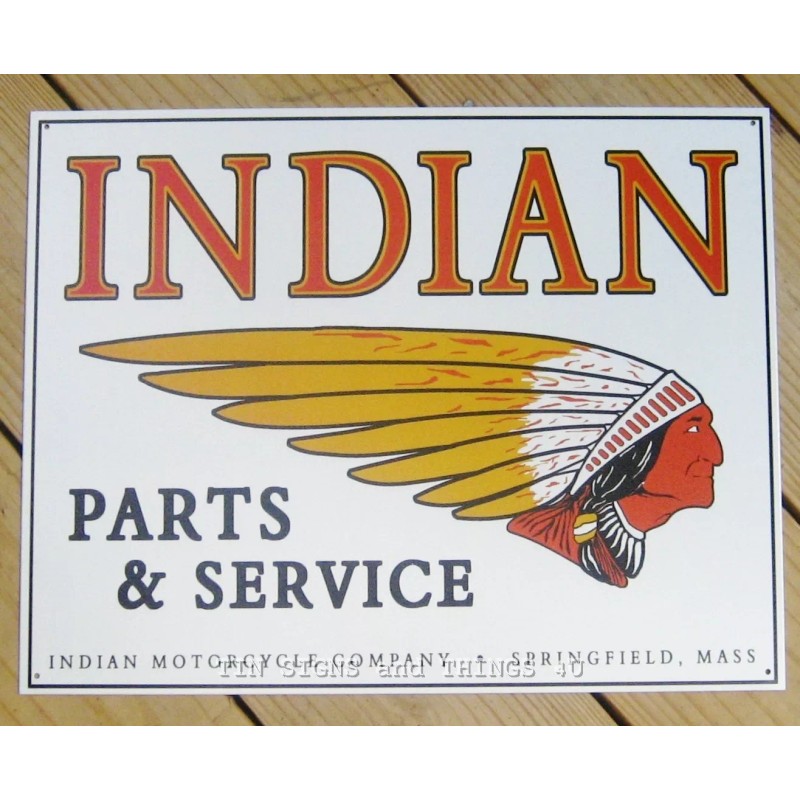 Indian Parts & Service TIN SIGN vtg chief motorcycle metal