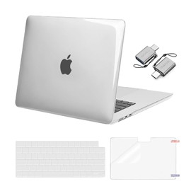 MOSISO Funda Compatible con MacBook Air 15 Pulgadas 2024 2023 M3 A3114 M2 A2941 Chip,Carcasa Rígida de Plástico&Cubierta de Teclado&Protector de Pantalla&Adaptador Tipo C Paquete de 2,Claro Cristal