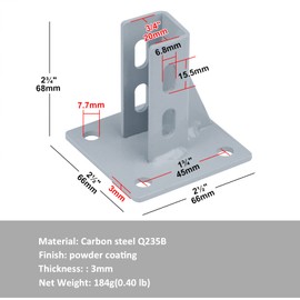 6 PCS 2020 Aluminum Extrusion Floor Mount Base Anchor Plate, Floor Bracket Flange Post Base for 20 x 20 T Slot Aluminum Profiles, 3mm Thickness