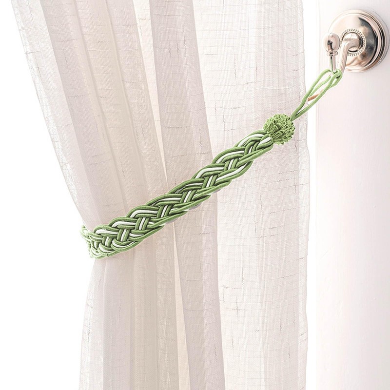 VBSYUYQ 2Pcs Green Tassel Rope Curtain Tiebacks 58cm No Drill