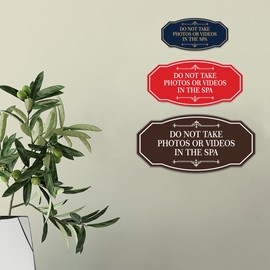 Signs ByLITA Victorian Do not Take Photos Or Videos In The Spa Sign (Brushed Silver) - Large