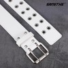 SANSTHS Women Double Grommet Studded Belts, white Leather Belt for