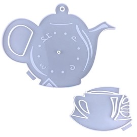 VILLCASE Resin Teapot Clock Mold for Wall - DIY Resin Silicone Tea Cup Clock Making- Unique Casting Molds for Wall Decor Home, Hanging Kitchen Cafe