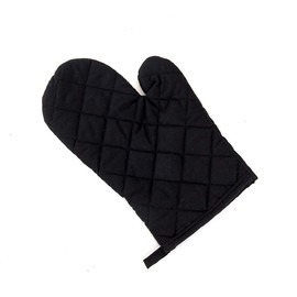 Beacone Cotton Oven Mitt Cotton Kitchen Cooking Heat Resistant Baking Barbeque Gloves with Hanging Loop (Black)