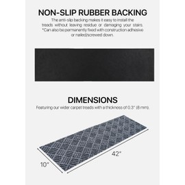 FINEHOUS Outdoor Stair Treads Non-Slip 42”x10” (6-Pack) – Carpet Treads with Rubber Backing Diamond Grey