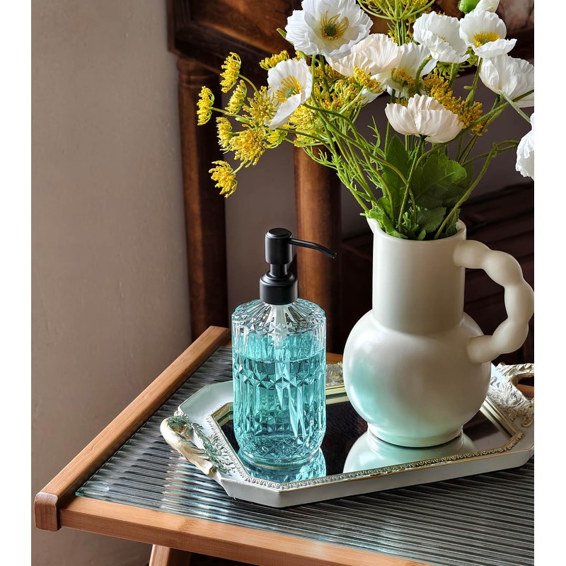 JASAI 18Oz Glass Soap Dispenser with Black Rust Proof Pump,