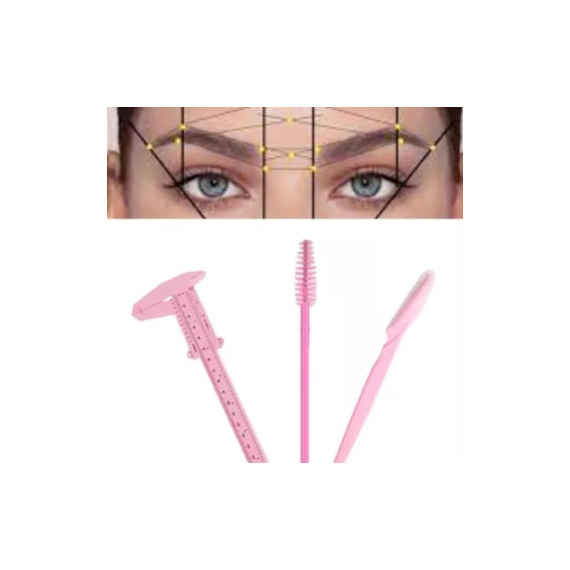 Kit Calibrador + Perfilador + Cepillo Para Diseño De Cejas