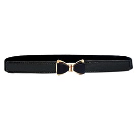 Womens 1" Width Bow Skinny Elastic Waist Belt Stretchy Belt Thin Belt，Black belt women