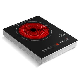 Duxtop 1600W Single Burner Electric Cooktop - Infrared Portable Hot Plate with Sensor Touch Control, Timer and Safety Lock