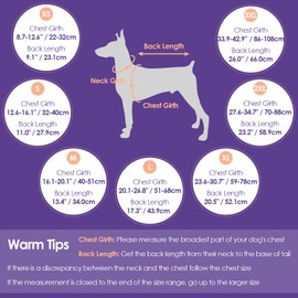 SUNFURA Dog Coat, Warm Dog Coat XXL Puffer Jacket with Harness Hole, Reflective Pet Snow Jacket Turtleneck Fleece Vest for Weimaraner, Labrador, Golden Retriever, Orange 2XL