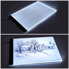Tablero de Copia de Luz, A4 LED Arte Stencil Tablero Caja de Luz Tracing Tablero de Dibujo Redacción Gráficos Tablero Pantalla Tabla Plato Delgado para Niños Artistas Tableros de Dibujo