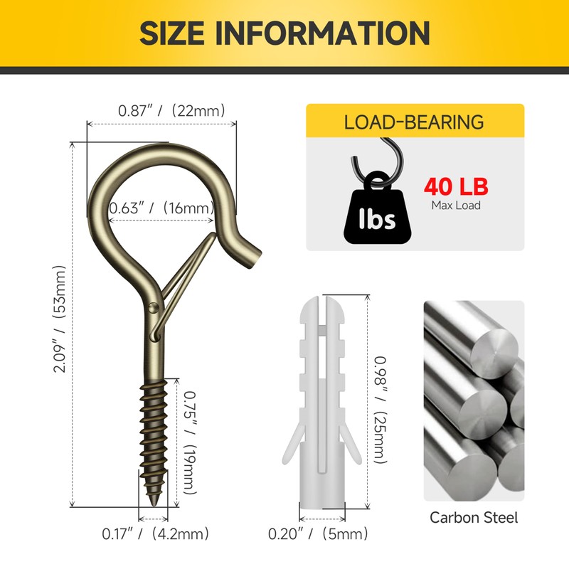 MYWISH 20-Pack Q Hanger Hooks with Safety Buckle, 2.2 Inches