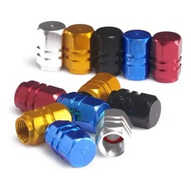 Tapon Pivote Valvula Cubre Llanta Aluminio Auto Moto 4-pieza                                                                                          