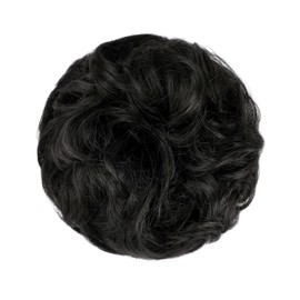 Qunlinta 2 PCS Large Messy Bun Hair Piece, Thick Wavy Curly Hair Bun Scrunchies Extensions Synthetic Chignon Updo Hairpieces for Women Girls Natural Black