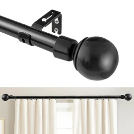 LSOSVSEU Curtain Rods for Windows 19-48 Inch Adjustable Length, 1" Diameter Modern Curtain Rod End Ball Style Design, Heavy Duty Metal Rod for curtains, for Bedroom, Living Room,Kitchen,Outdoor