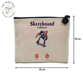 Tasche aus Leinen – Phone Call is Calling Me Sport Leisure Passion – Kosmetiktasche aus Leinen – Kulturbeutel – Geldbörse, Skateboard, 15 x 10 cm, Kosmetiktasche