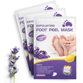 Shefave Foot Mask, 3 Pairs Foot Peel Mask, Lavender Callus Remover, Foot Care, Callus Socks, Foot Mask for Hard, Cracked Skin, Repairs Rough Heels, Exfoliating Socks for Men and Women