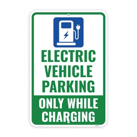 1PC Electric Vehicle Parking Sign, 18 x 12 Inches - Aluminum - EV Car Charging Station