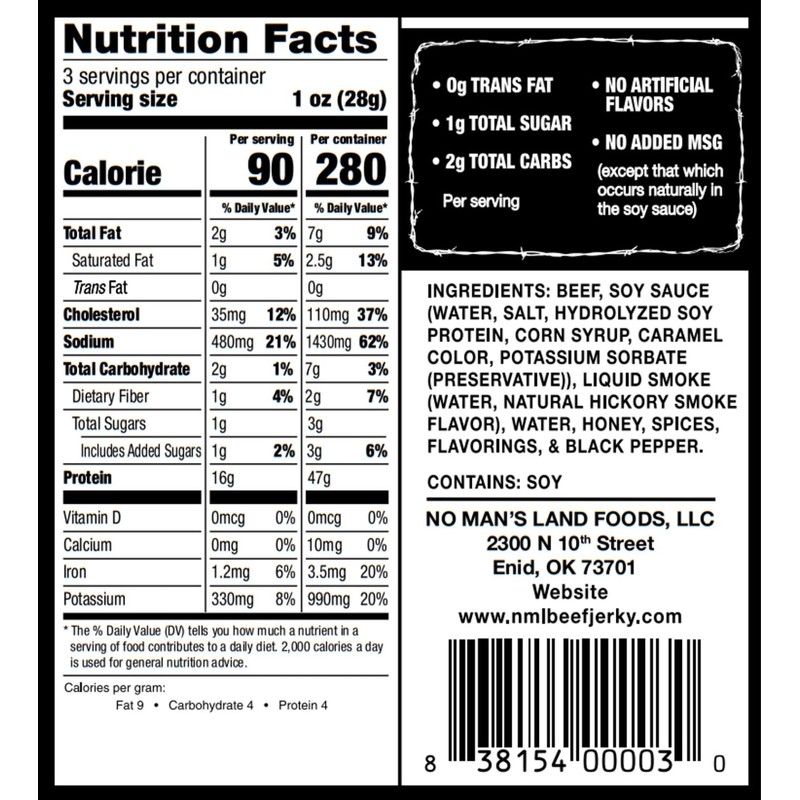 No Mans Land Beef Jerky - Black Pepper | Slow-Dried,