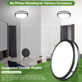 2-Pack 36W LED Ceiling Lights Black, 13inch Flush Mount Light Fixtures 3600LM 2700K/3000K/4000K/5000K/6500K Color Changing Ceiling Lights, Modern Dimmable Lighting for Kitchen Living Room Bedroom