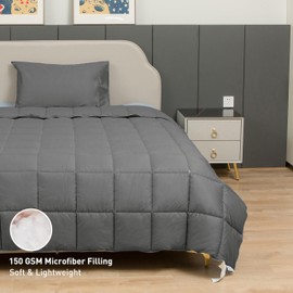 sunflower 100% Cotton Shell King Summer Duvet Insert, Steel Gray Down Alternative Cotton Comforter, All Season Lightweight 8 Corner Tabs & Soft & Breathable & Noiseless, Thin Version