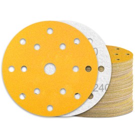 KONGMING Sandpaper 150 mm Velcro Pack of 60 15 Hole Grit 240 for Random Orbital Sander