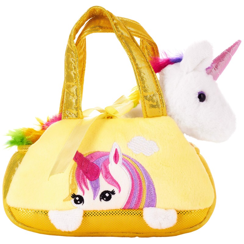 BRUBAKER Rainbow Plush Unicorn in Handbag - 8 Inches -