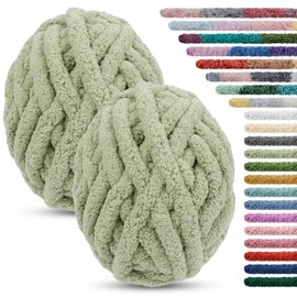 LEREATI 2 Strands Arm Knitting Wool for Blanket Knitting 2 cm x 25.6 m Chenille Wool for Crocheting 226 g Hand Knitting Yarn Chunky Yarn Tubular Yarn, Thick Wool for Hand Knitting Blankets, Bag, Pet