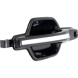 Exterior Front Door Handle Compatible with MITSUBISHI MONTERO 2001-2006 LH Smooth Black with Chrome Insert with Keyhole