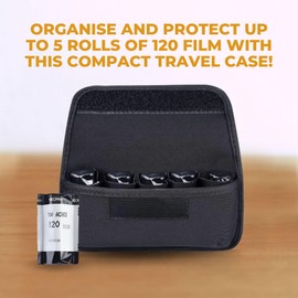 Clikoze 120 Film Case - Storage Pouch Organiser for 5 Camera Films Travel & Safety Case for 120 Film Rolls
