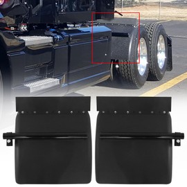 24" x 24" Pair of Black Poly Quarter Fenders Fit for Semi Truck, Heavy Duty Bracket Quarter Fender Fit for Freightliner Kenworth Volvo Peterbilt Mack International (Black Polypropylene)