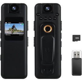 Body Camera with Audio and Video Recording. 180° Rotating Lens Video Recorder, 64GB Mini Body Worn Camcorder,for Personal Civilians, Police Law EnforcementNight Vision, Magnetic Suction and Clamp. - Style: Compact