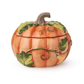 Harvest Fields 3D Pumpkin Soup Bowls with Lids, Set of 2, Ceramic Covered Bowls for Fall Thanksgiving Decor, Autumn Tabletop Serveware, Holiday Kitchen Gift, Microwave Dishwasher Safe