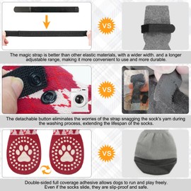 BEAUTYZOO Dog Socks to Prevent Licking Paws, Dog Shoes for Hot Pavement Small Medium Large Senior Dog Booties, Non Slip Dog Boots & Paw Protectors for Hardwood Floors Traction Control Indoor