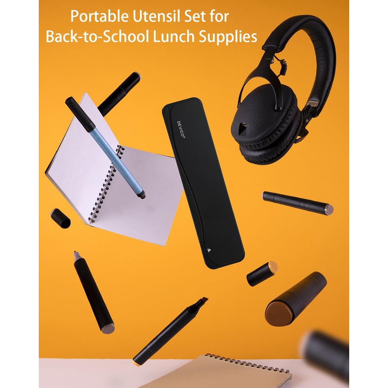 DEVICO Travel Utensils, 18/8 Stainless Steel 4pcs Cutlery Set Portable