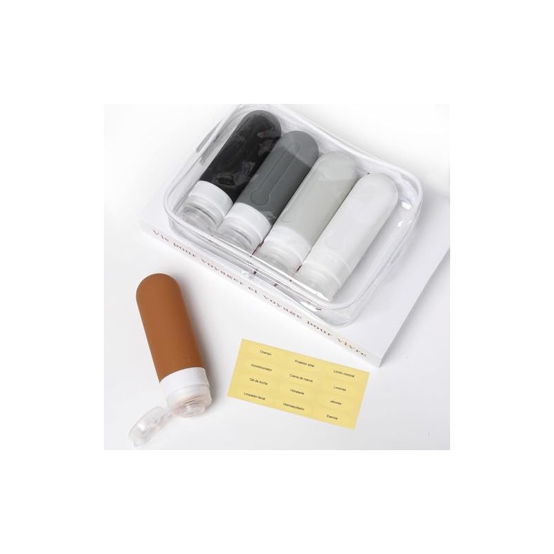 Juego De 5 Botellas De Viaje De Silicona, Contenedor De