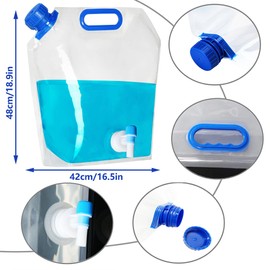 Hayaww Foldable Water Canisters with Valve Reusable Foldable Water Bottle Water Tank Foldable Water Bottle Portable Water Pouch for Camping Hiking Picnic (15L×2)