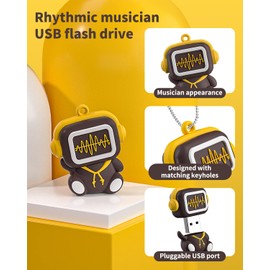Bilious Cute Rhythmic Musician Shaped USB Flash Drive, Thumb Drive 64gb Waterproof USB 3.0 Memory Stick Small Size USB Drive Gift