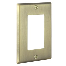 Rio Salto BRASS Vintage Brushed Brass Gold Metal Rocker Switch Plate Decorator GFCI Outlet Covers Light Switch Cover — Signature Collection Decorative Wall Plates 1-Pack Standard Size 2.75" X 4.50"