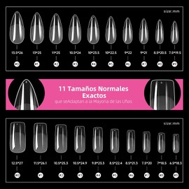 Uñas Postizas, kit Uñas soft gel 500pcs, Tips para uñas postizas Decoradas Mix 11 tamaño